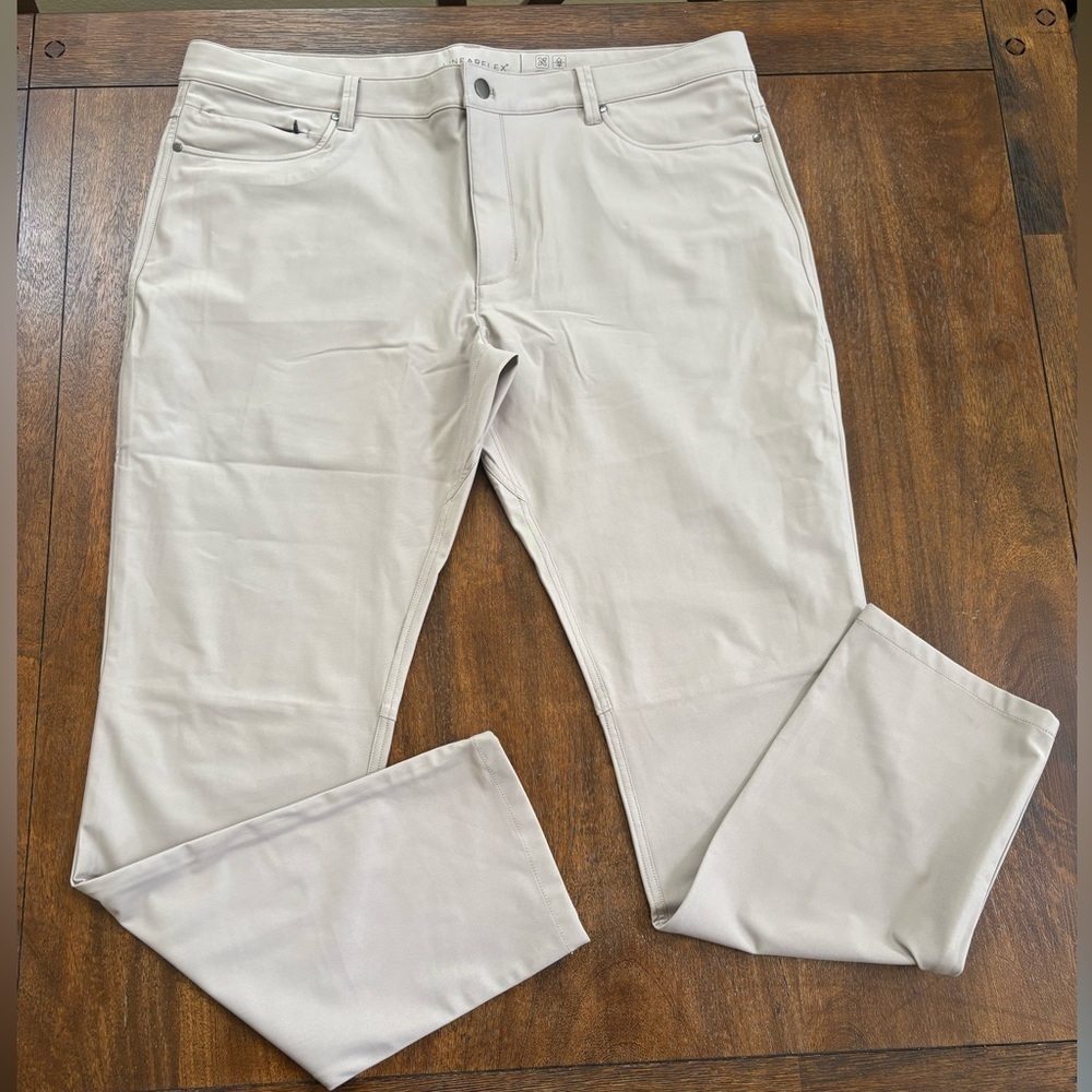 LINEARFLEX Infinity Straight Pants Tan Golf Preppy Stretch Men 40Wx32L LFX-1234